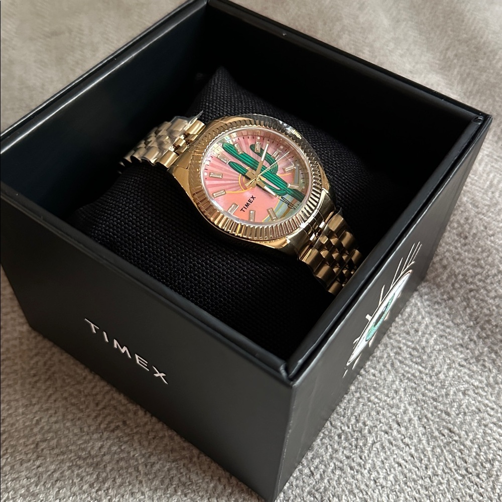 Jacquie Aiche Gold Tone Watch with Pink and Green Dial - Picture 6 of 8